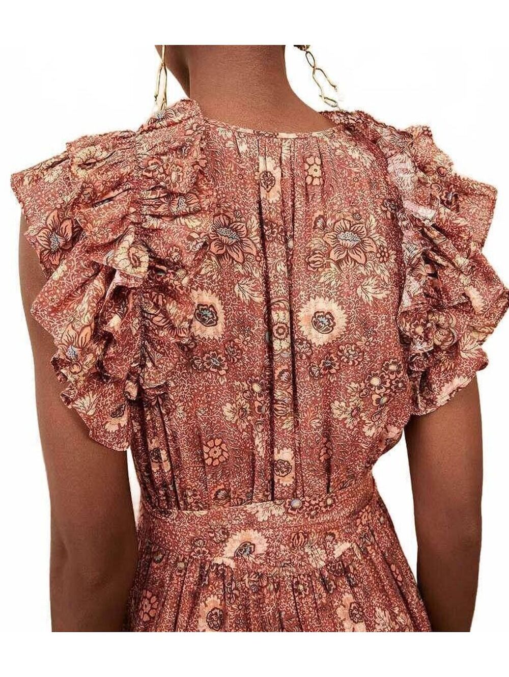 Ulla Johnson Virginia Midi Dress Boho Chic Floral Cottagecore Autumm Size 4 - Picture 2 of 9